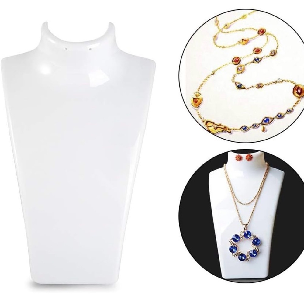 White Plastic Jewelry Display Bust Necklace Earring Sets